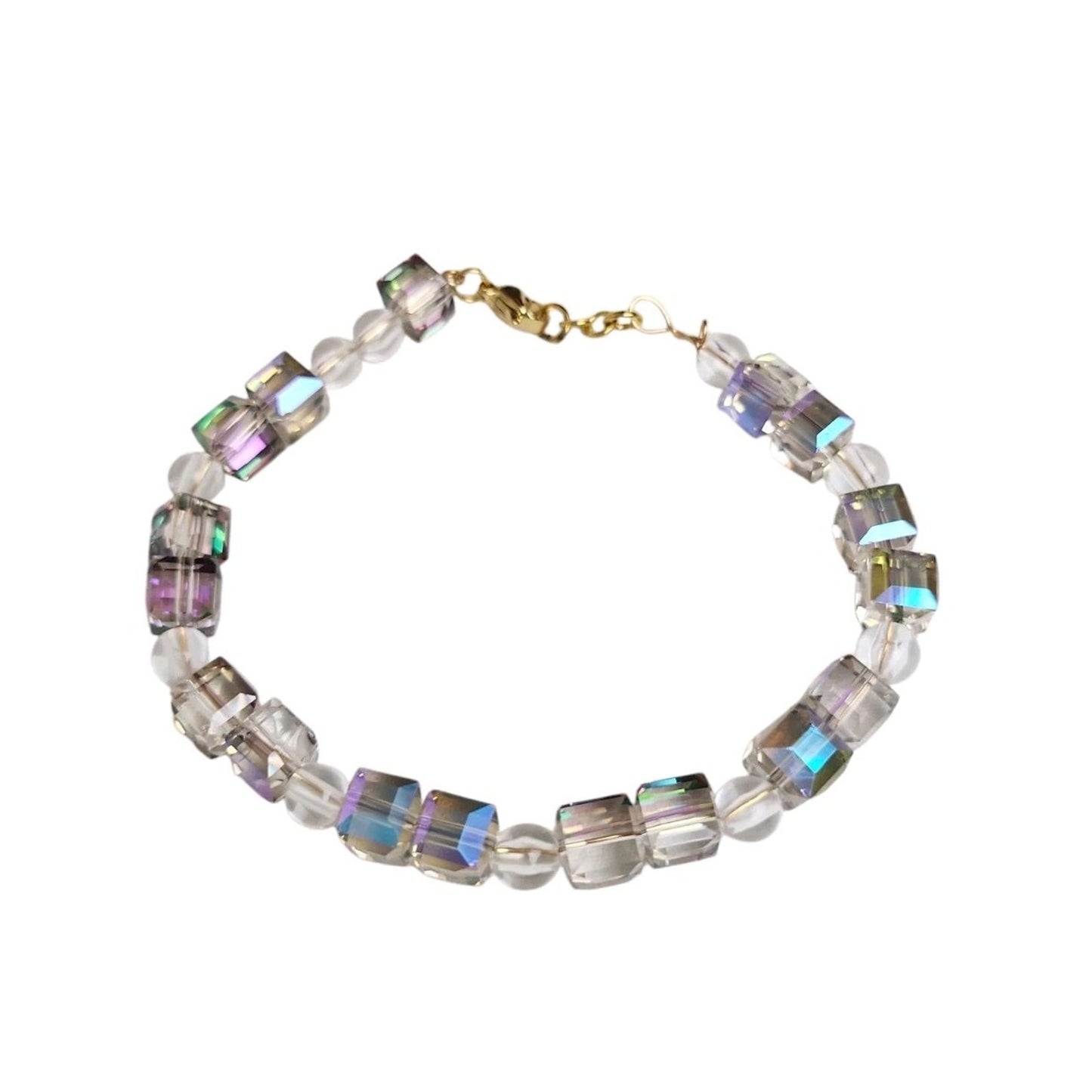 14k Gold Plated Purple Vibrant Clear Acrylic Bracelet Jewelry Gift Trendy