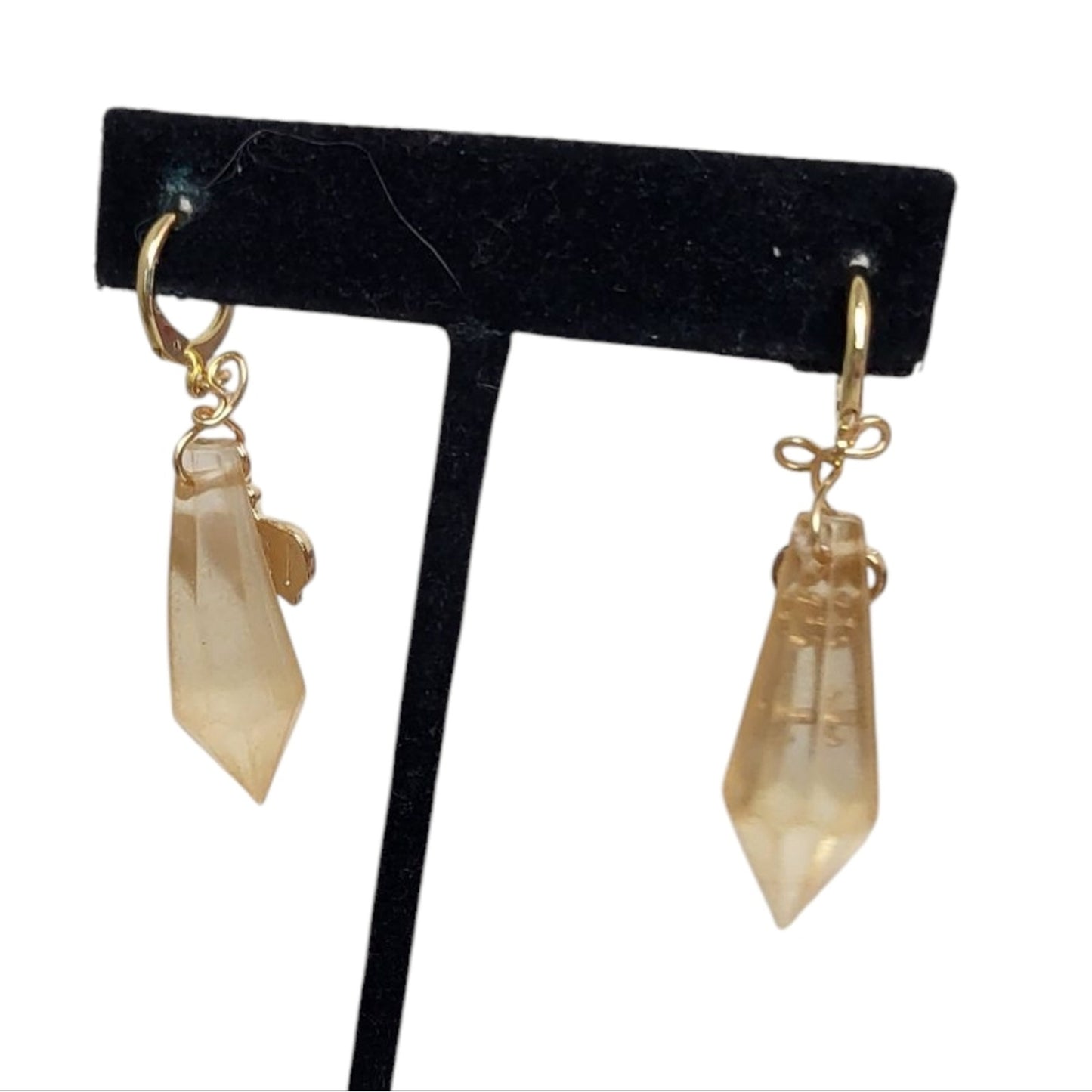 18K Goldplated Clear Sphere Skeleton Key Crown Huggie EARRINGS