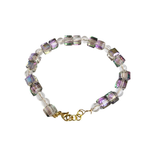 14k Gold Plated Purple Vibrant Clear Acrylic Bracelet Jewelry Gift Trendy